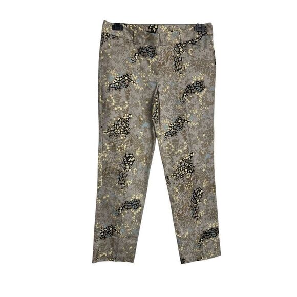 Zac & Rachel Pants Womens Size 8 Tan Gold Ankle Snakeskin Print Straight Leg - Picture 1 of 10